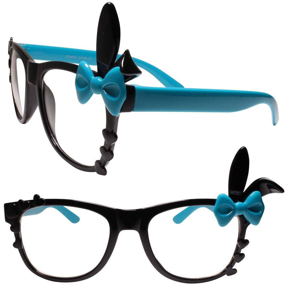Decorative Black and Teal Bow Cat-Eye Reading Glasses
